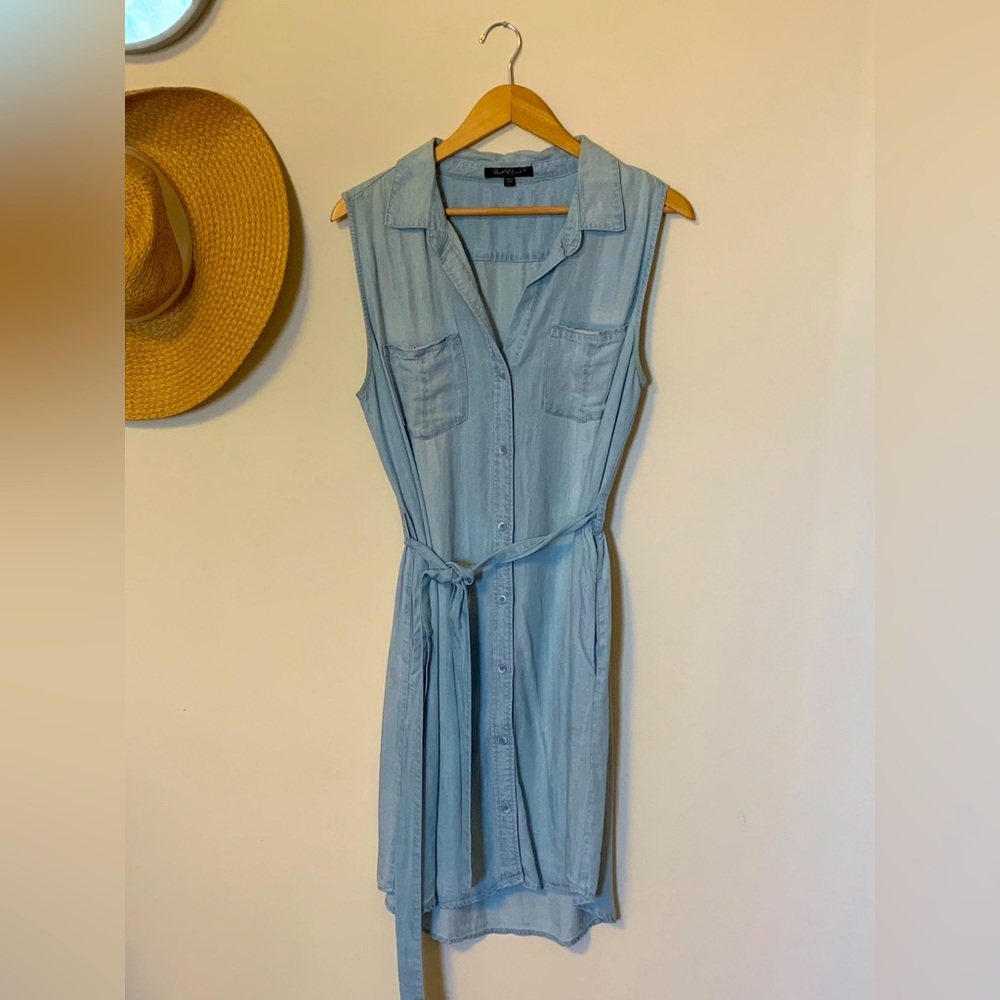 Jean Chambray Sleeveless Summer Spring Casual Dress